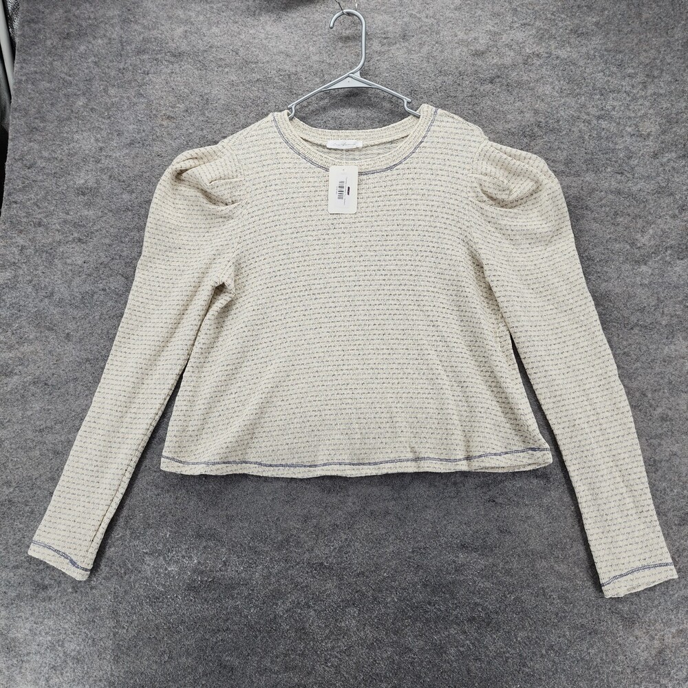 Ces Femme Top Womens Medium Long Sleeve Ivory Cropped